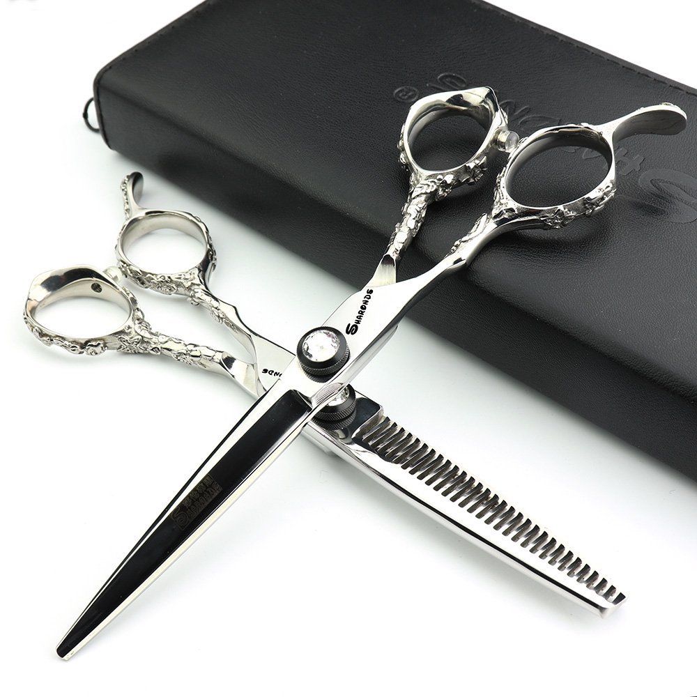 Left-Handed 6-Inch Hair Salon Cutting and Thinning Scissors Set, Japanese Stainless Steel