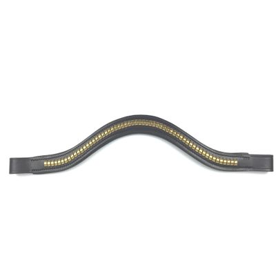 Black Leather Clincher Browband, Gold-Colored, 40 cm