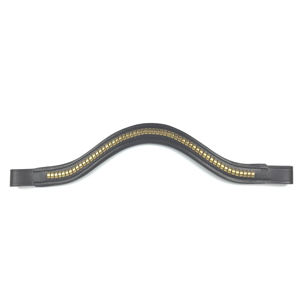Black Leather Clincher Browband, Gold-Colored, 40 cm