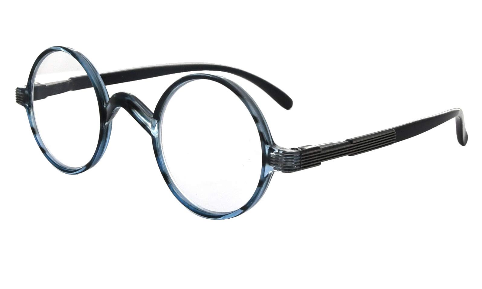 Eyekepper Round Reading Glasses, Slightly Large Vintage Professor Oval Readers (Blue Stripe, +4.00)