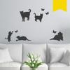 WANDKINGS Wall Decal - 5 Cats and 4 Butterflies - 112 x 140 cm - Yellow - Choose from 5 Sizes and 35 Colors view 1