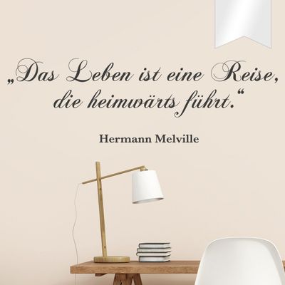 WANDKINGS Wall Decal – “Life Is a Journey That Leads Homeward” (Hermann Melville) – 85 x 27 cm – Frosted Glass Film – 5 Sizes & 35 Colors