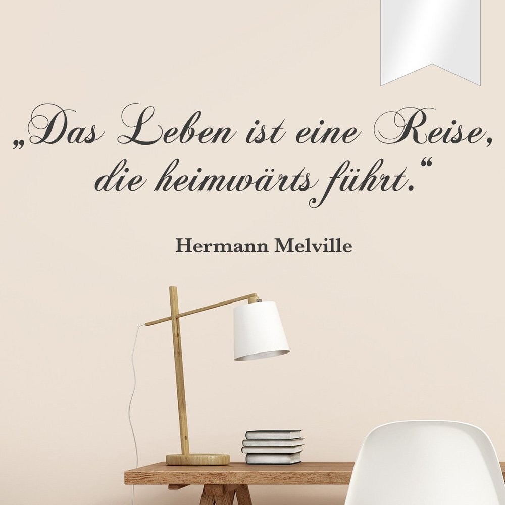 WANDKINGS Wall Decal – “Life Is a Journey That Leads Homeward” (Hermann Melville) – 85 x 27 cm – Frosted Glass Film – 5 Sizes & 35 Colors
