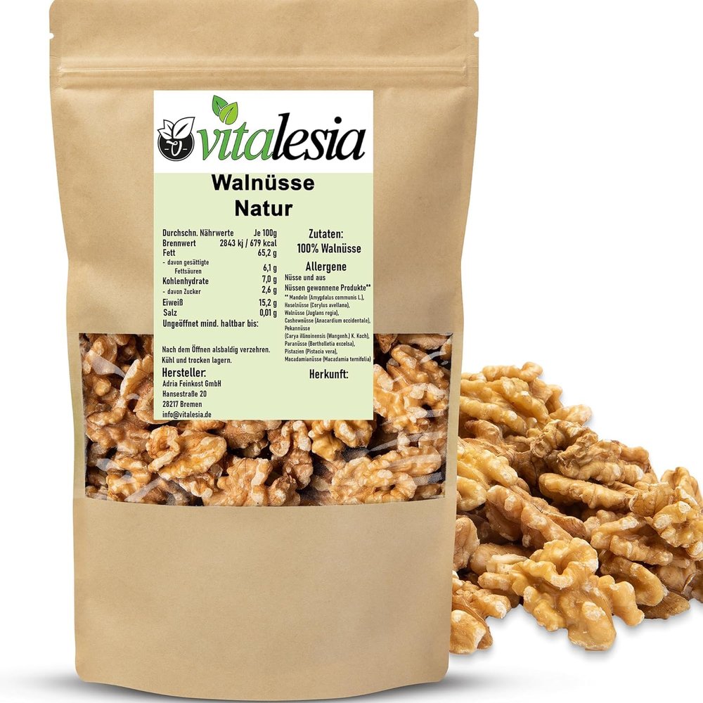 Vitalesia Natural Chilean Walnut Halves, 5 kg