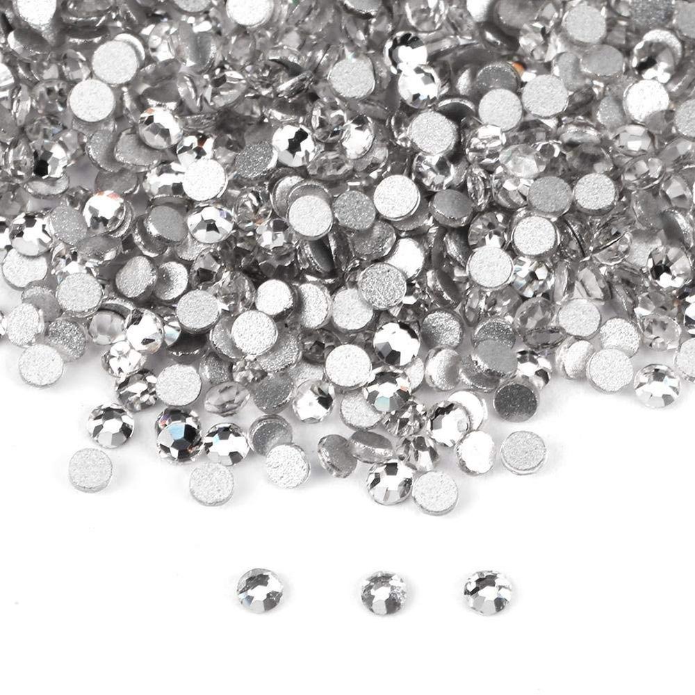 1,440 Clear Glass Crystal Rhinestones, White, for Nail Art, Phone Cases, DIY (SS5, 1.7–1.8 mm)