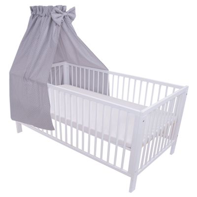 Amilian Full-Fabric Bed Canopy with Bow, Small Gray Polka Dots