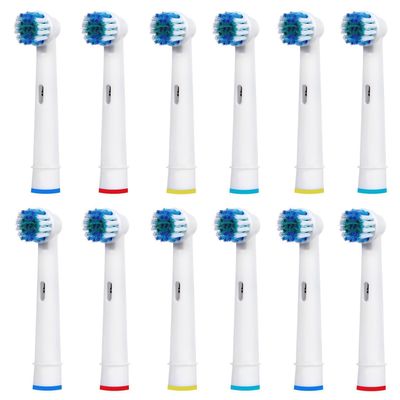 12 Replacement Brush Heads for Braun Oral-B, Compatible with Vitality and Professional Care, White