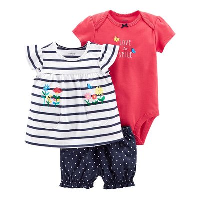 Carter's Baby Girls' Diaper Cover Set Blue Multi Embroidery