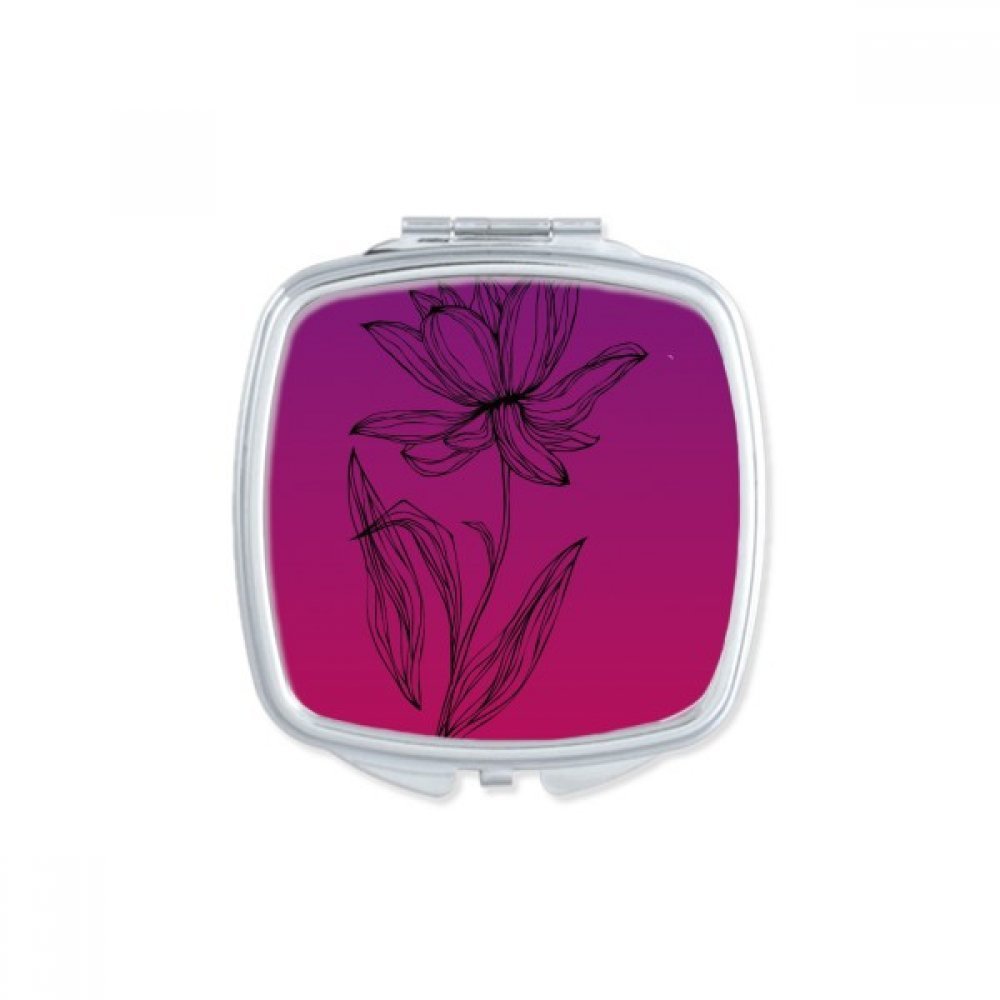 DIYthinker Black Line Lotus Flower Square Compact Makeup Mirror