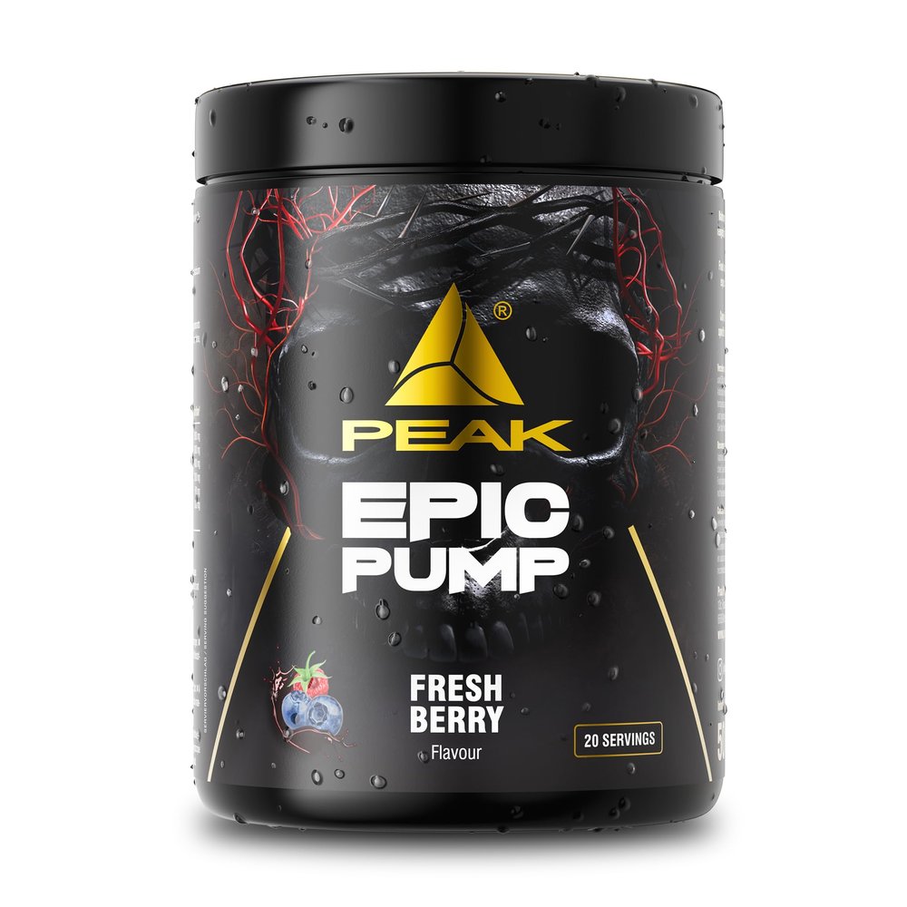 PEAK Epic Pump 500 g, Fresh Berry, Caffeine-Free Vegan Pre-Workout Booster