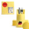AROBA 50 Pre-Folded Airlaid Cutlery Napkins, 39 x 40 cm, Fabric-Like Disposable Cutlery Pockets with Napkin, Durable & Highly Absorbent, Yellow view 1