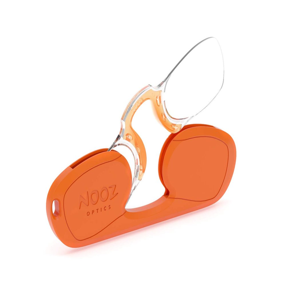 Nooz Rimless Reading Glasses for Women & Men, Ultra-Light 6 g, Presbyopia Glasses with Keychain Case, Orange, +2.5