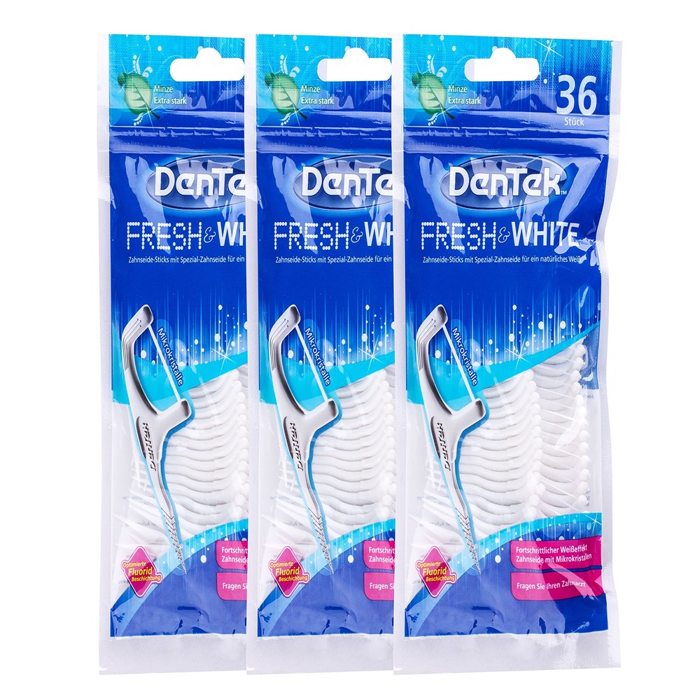 3x DenTek Fresh & White Floss Picks