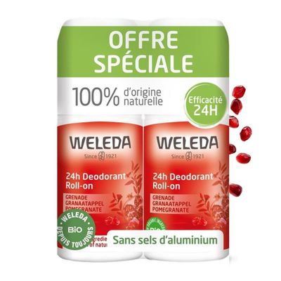 Weleda Pomegranate Deodorant Roll-On 24H, 2-Pack (2 x 50 ml)