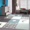 CARPETIA Children's Rug for Nursery, Baby Room, Boy, Stars and Moon, Blue/Light Blue/Turquoise, Round, 120 cm view 1