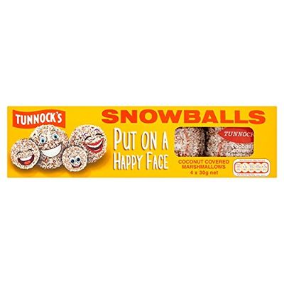 Tunnock's Snowball Coconut-Covered Marshmallows, 4 x 30g (120g), Pack of 12 x 4