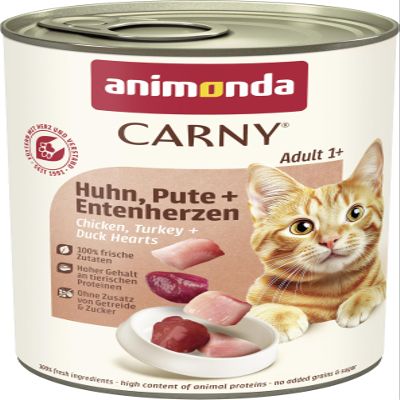 animonda Carny Cat Wet Food Chicken + Turkey + Duck Hearts (6 x 400g)