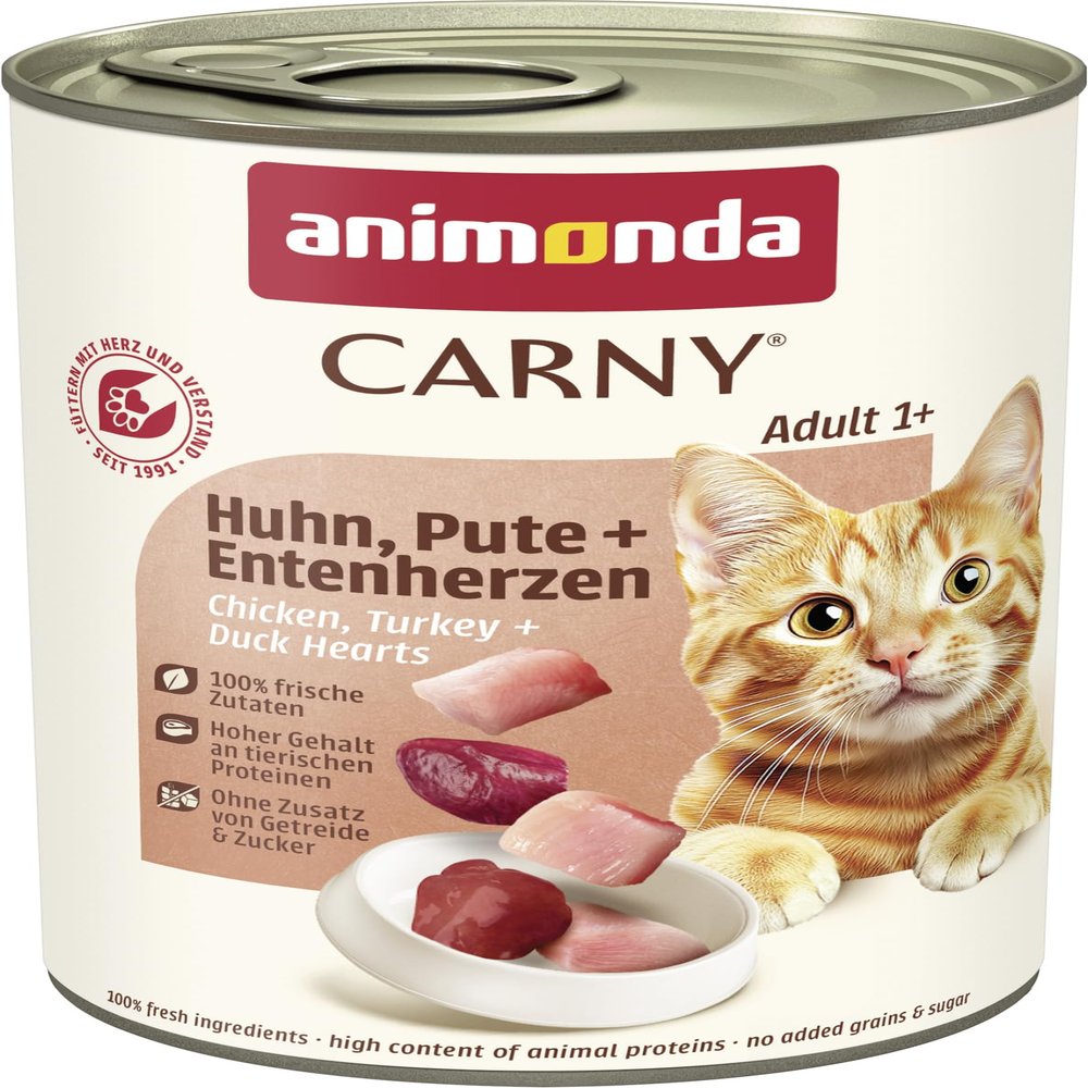 animonda Carny Cat Wet Food Chicken + Turkey + Duck Hearts (6 x 400g)