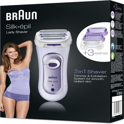 Braun Silk-épil 5-560 3-in-1 Cordless Electric Lady Shaver, Trimmer and Exfoliation System, Purple
