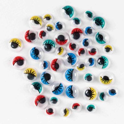 BI2L 48 Self-Adhesive Googly Eyes with Eyelashes, Assorted Colors and Sizes