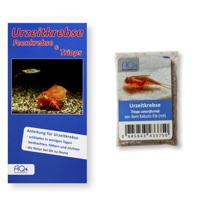 AQ4Aquaristik Triops cancriformis VAR. Beni Kabuto EBI (Red) - Approx. 100 Ancient Shrimp Eggs with Instructions
