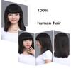 Women’s Human Hair Topper with Straight Bangs, Clip-In view 3