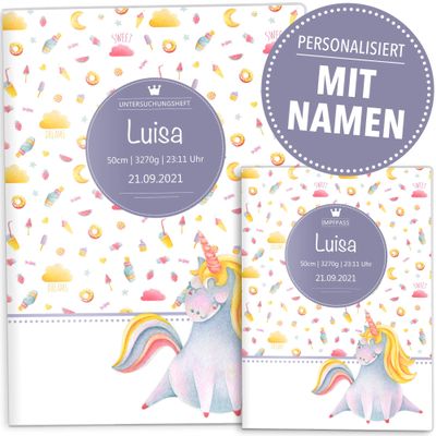 OLGS Unicorn Dreams Personalized Baby Health Record Cover Set