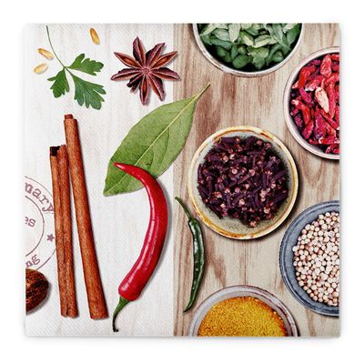 Sovie HOME Spicy Linclass Airlaid Napkins, 40 x 40 cm, 12 Count, 1/4 Fold, Paprika, Chili & Pepper