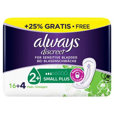 Always Discreet Small Plus Bladder Leak Pads, 20 Count