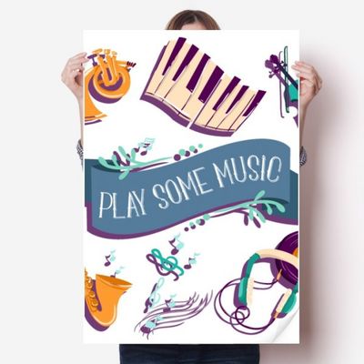DIYthinker Electric Piano Music Headset Sounds Vinyl Wall Sticker, 80 x 55 cm, Multicolor