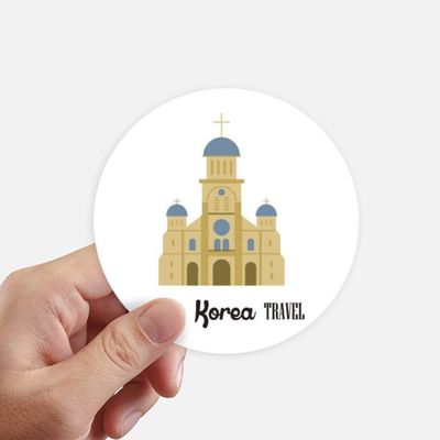 DIYthinker South Korea Landmark “The Church” Round Stickers, 10 cm, 8-Piece, Multicolor