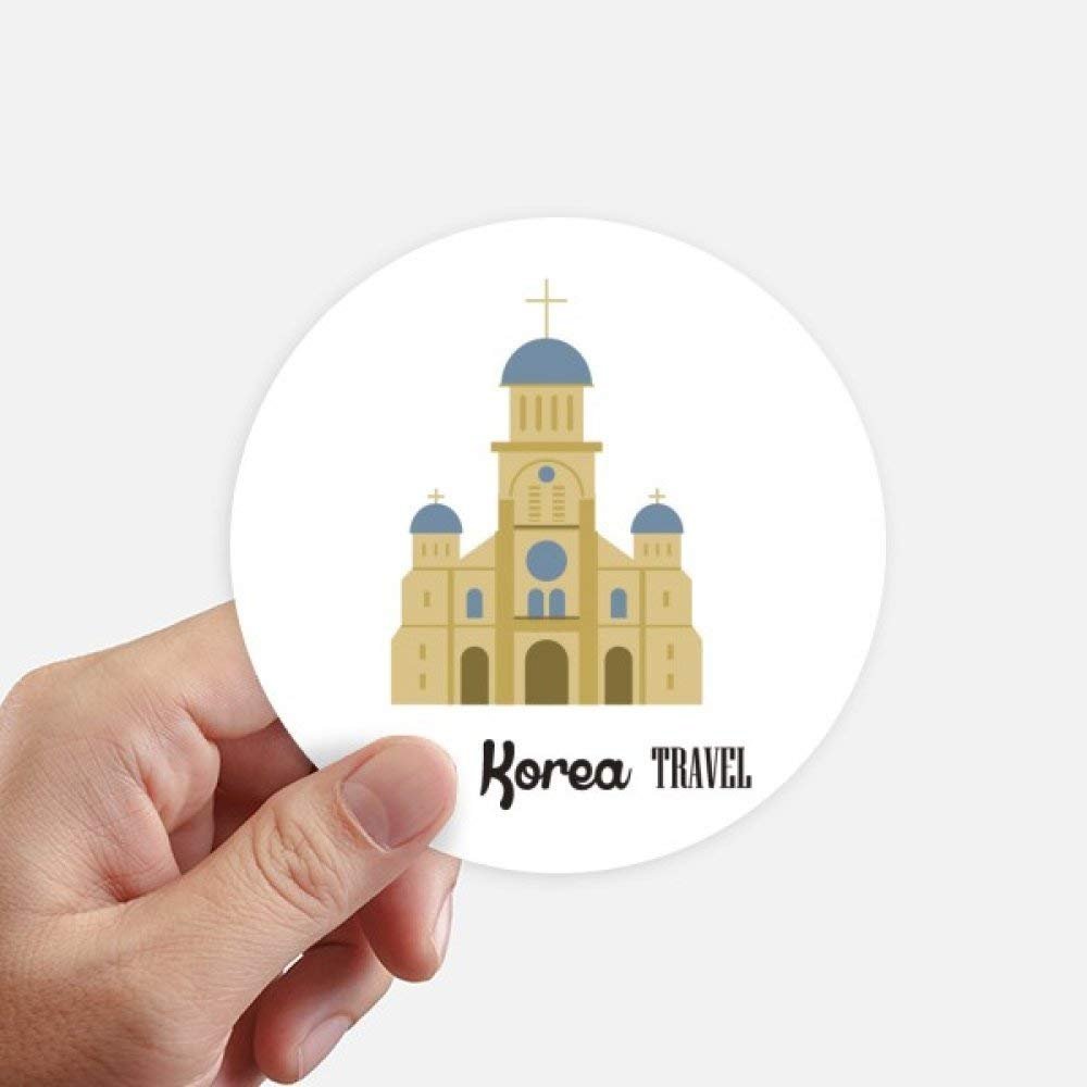 DIYthinker South Korea Landmark “The Church” Round Stickers, 10 cm, 8-Piece, Multicolor