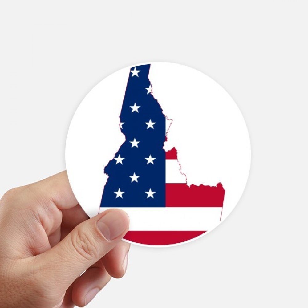 DIYthinker Idaho America Map Stars and Stripes Flag Round Stickers, 10 cm, Wall, Suitcase, Laptop and Motorcycle Decals, 8 Pieces, Multicolor