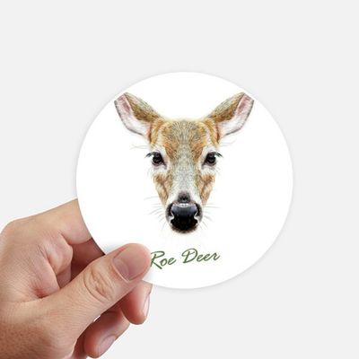 DIYthinker Long-Faced Chestnut Wild Deer Round Stickers, 10 cm, 8 Pieces