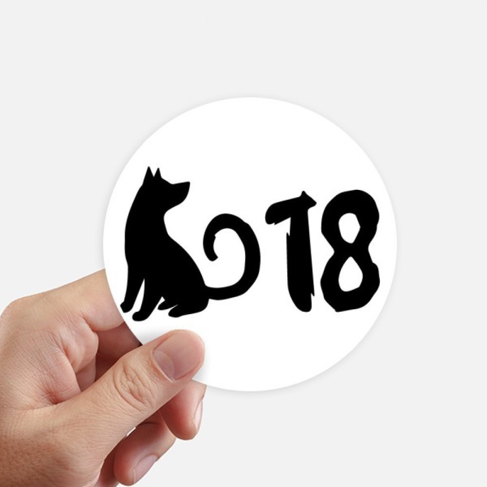 DIYthinker 2018 Cute Dogs Happy New Year Round Stickers, 10 cm, 8 Pieces, Multicolor