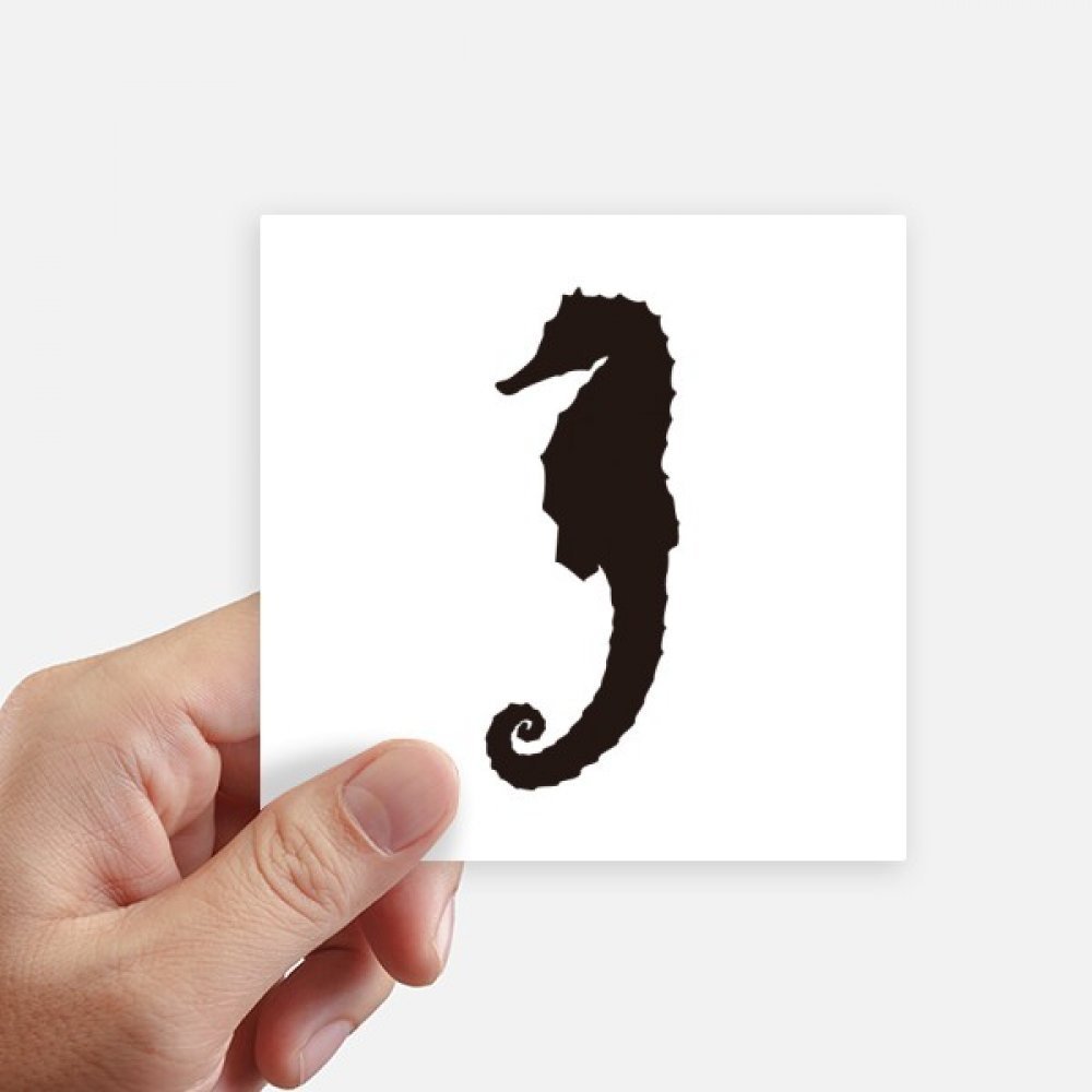 DIYthinker Hippocampus Marine Life Black Pattern Square Stickers, 10 cm, Wall Suitcase Laptop Motorbike Stickers, 8 Pcs