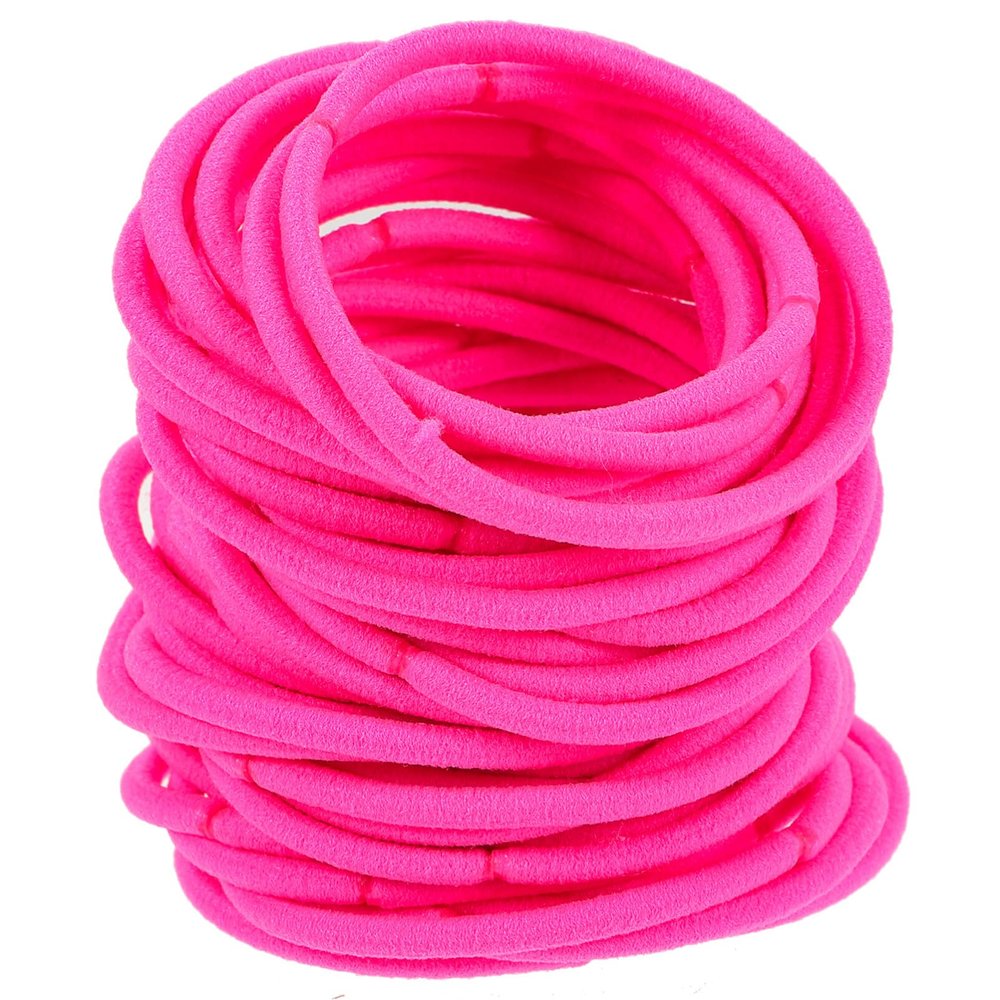 Frcolor Elastic Hair Ties, No Metal, No-Damage Ponytail Holders, 50-Pack (Pink)
