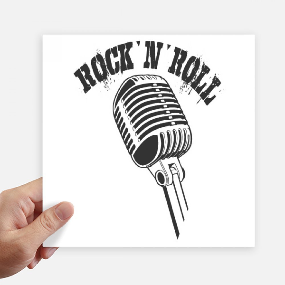 DIYthinker Microphone Music Pattern Square Stickers, 4 Pieces