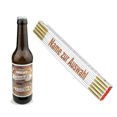Tradesman Beer Gift Set with Engraved Folding Rule – Patrick