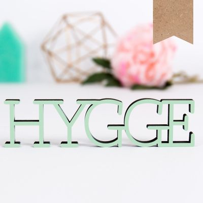 KLEINLAUT 3D “Hygge” Sign, 25 x 6.3 cm, Natural Wood