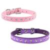 2-Piece Rhinestone Suede Dog Collar Set view 1