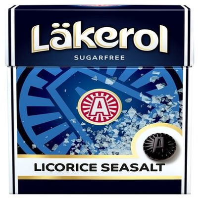Läkerol Licorice Seasalt – Original Swedish Licorice Root Sugar-Free Stevia Pastilles, 25 g Box