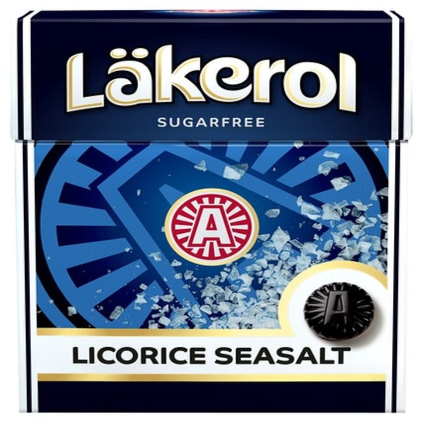 Läkerol Licorice Seasalt – Original Swedish Licorice Root Sugar-Free Stevia Pastilles, 25 g Box