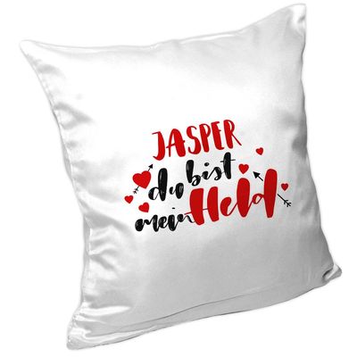 Eurofoto Personalized Name Pillow with Lettering “Jasper, You Are My Hero” - Valentine’s Day Gift for Couples | Cuddle Pillow