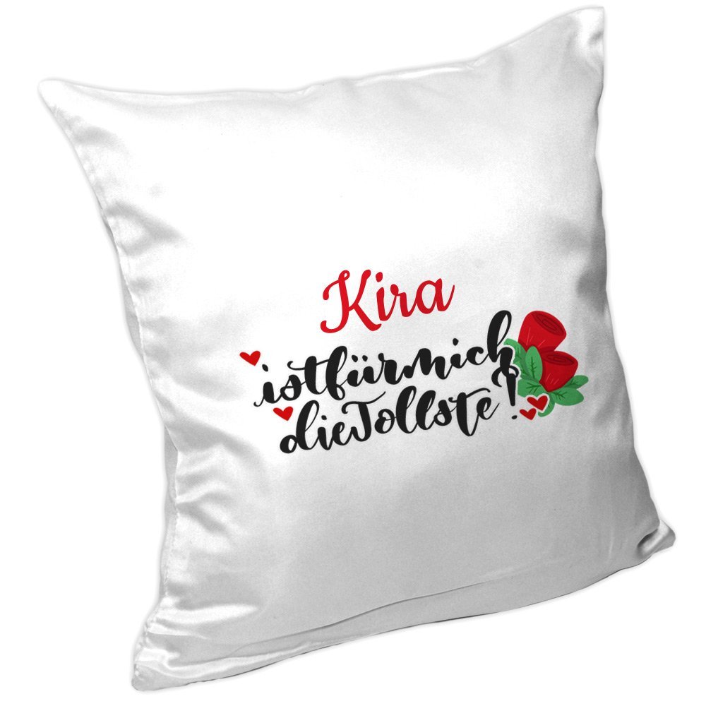 Eurofoto Cushion with “Kira Is the Best” Lettering Design | Personalized Name Cushion | Cuddle Cushion