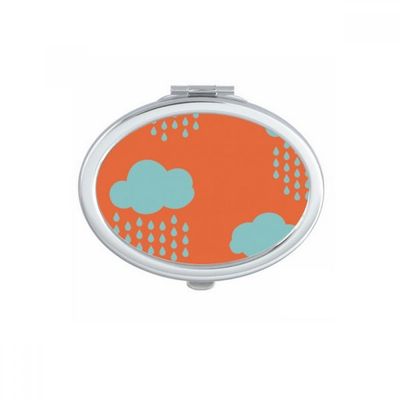 DIYthinker Cloud, Rain, Drip Orange Pattern Oval Compact Makeup Mirror, Portable Handbag Mirror, Gift, Multicolor