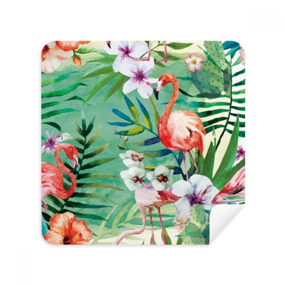 DIYthinker Tropical Plants Flamingo Glasses Cleaning Cloth, Phone Screen Cleaner, Suede Fabric, 2 Pieces