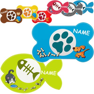 4-Piece Personalized Pet Feeding Mats, Cats & Dogs, Color Mix, 44 x 29 cm