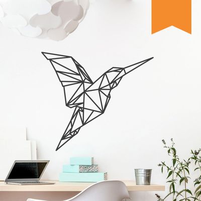 WANDKINGS Wall Decal - Origami-Style Hummingbird - 110 x 97 cm - Light Brown