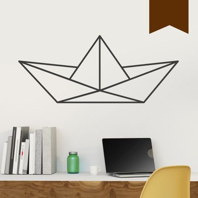 WANDKINGS Wall Decal - Origami-Style Paper Boat - 130 x 55 cm - Brown - Choose from 5 Sizes and 35 Colors